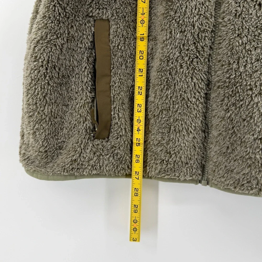 LL Bean Mens Large Mountain Classic Hi-Pile Sherpa Fleece Vest Olive Green 50826